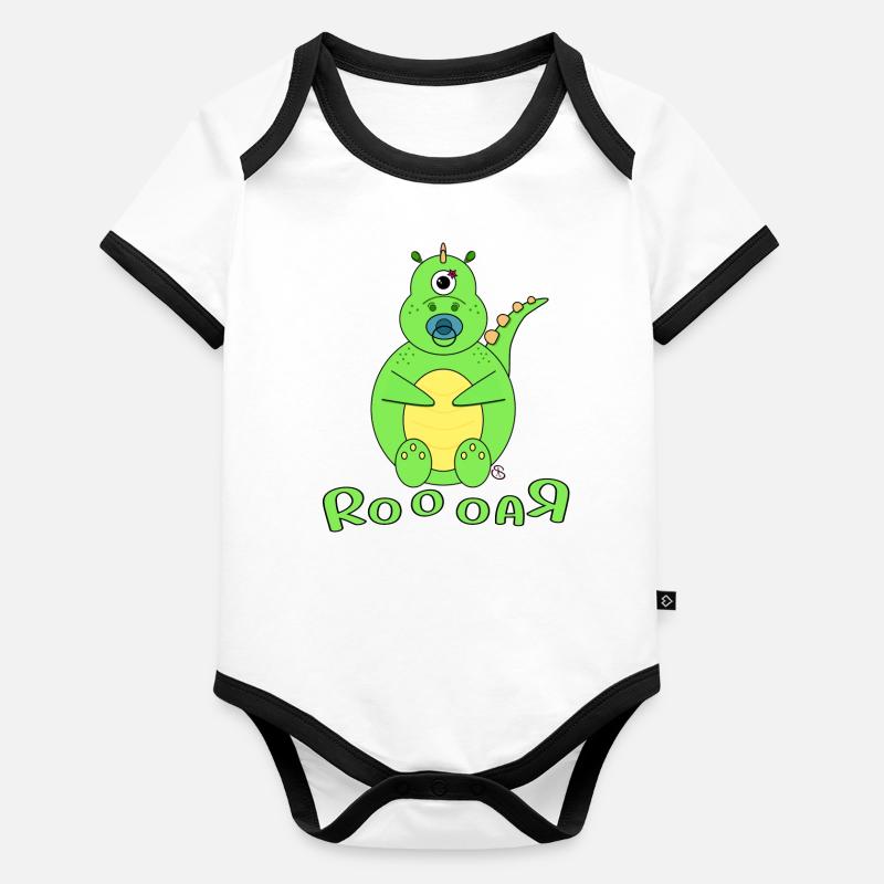 Dino Baby Name Garçon Body Bébé bio contrasté manches courtes