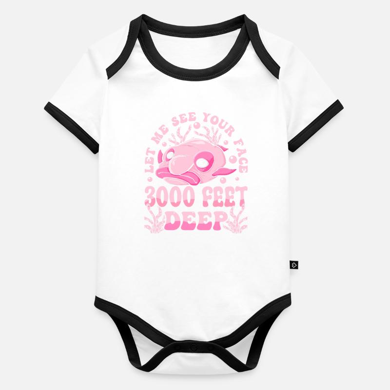 Costume de Blobfish - Visage de poisson Blob laid - Body Bébé bio contrasté manches courtes