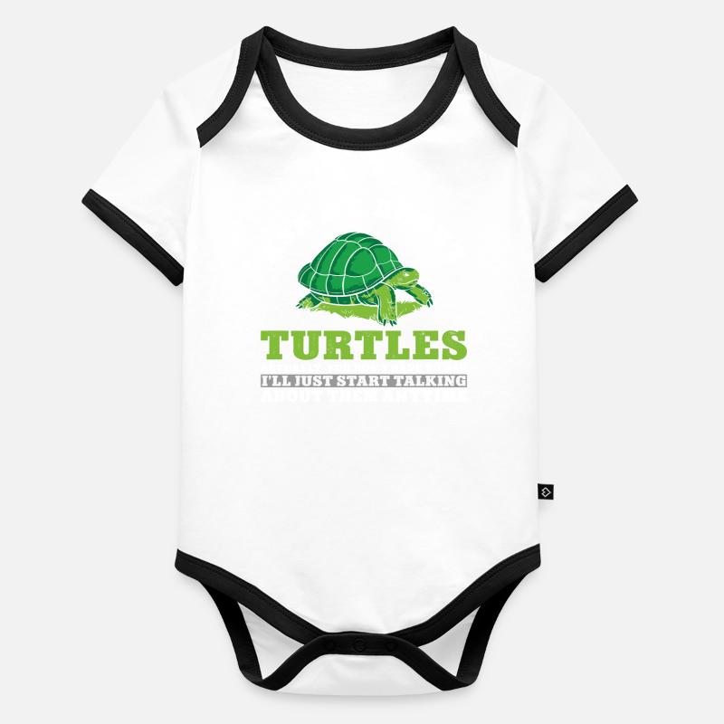 Tortue de mer Demandez-moi à propos de Body Bébé bio contrasté manches courtes