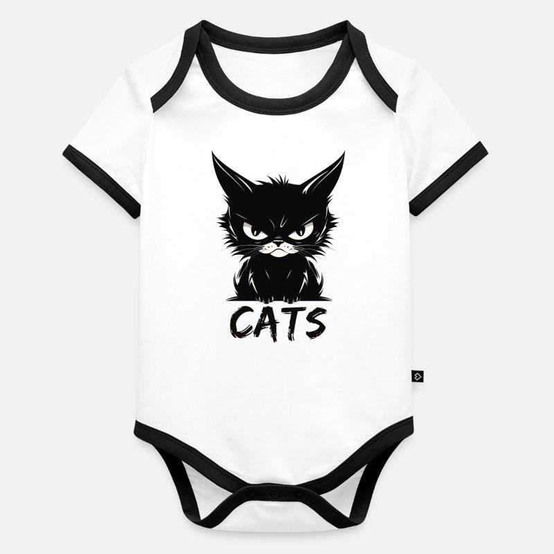 Cats Cute Annoyed Cat Face Organic Baby Contrasting Bodysuit