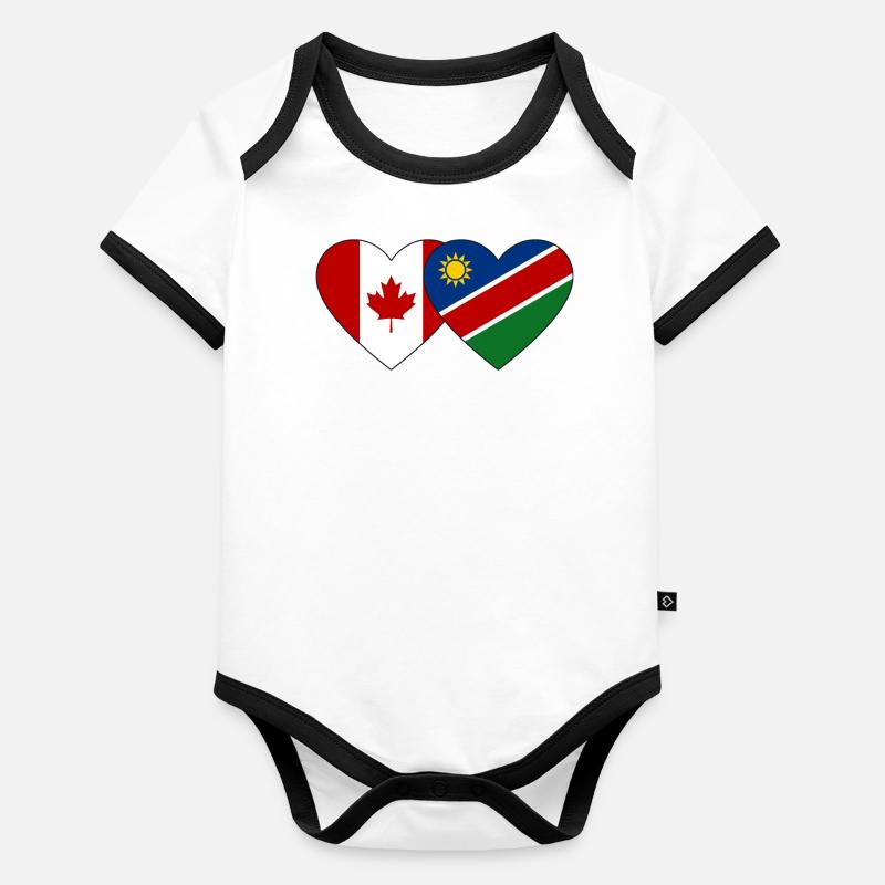 Canada Namibia Flag Heart Organic Baby Contrasting Bodysuit