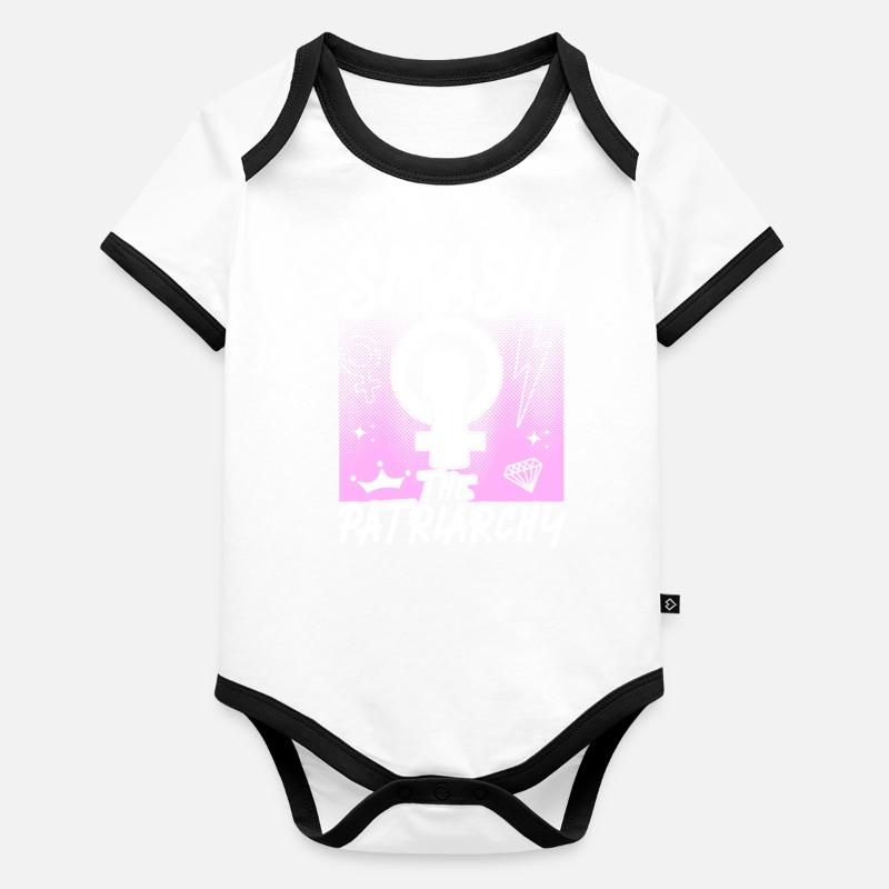 Feminist Smash Patriarchy Organic Baby Contrasting Bodysuit
