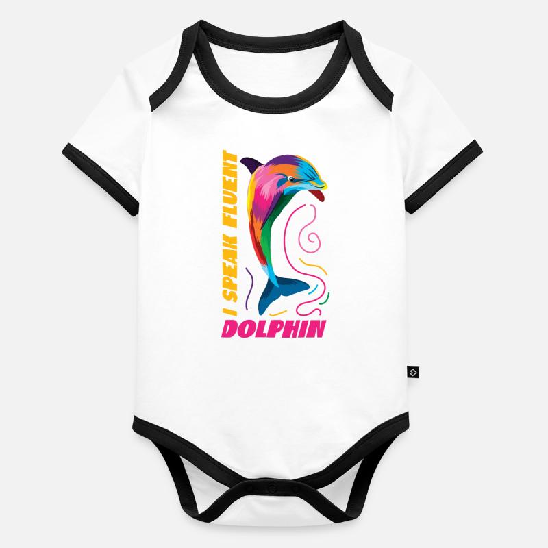 Dolphin I Speak Fluent Dolphin Baby Bio-Kurzarm-Kontrastbody