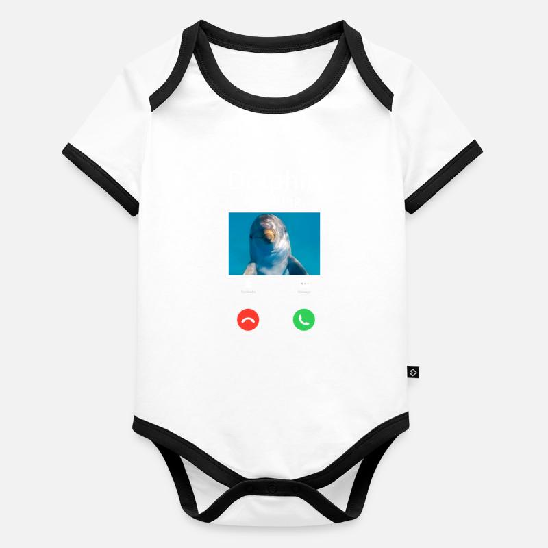 Dolphin Phone Display Dolphin Est Body Bébé bio contrasté manches courtes