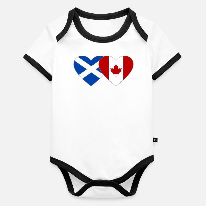Coeur de drapeau de l’Écosse et du Canada Body Bébé bio contrasté manches courtes