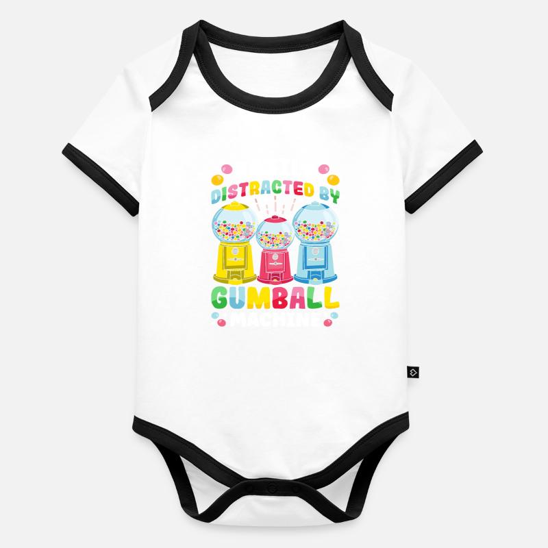 Funny chewing gum machine Organic Baby Contrasting Bodysuit