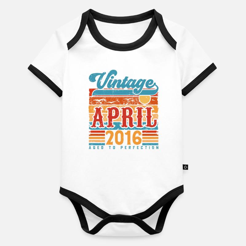 April 2016, April 2016 Vintage Jubiläumsgeschenk Baby Bio-Kurzarm-Kontrastbody