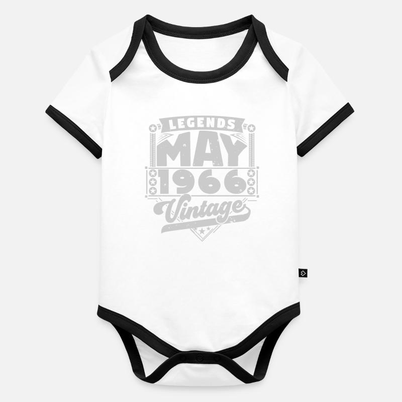Jahrgangsgeschenk Jubiläum Mai 1966, Mai 1966 Baby Bio-Kurzarm-Kontrastbody