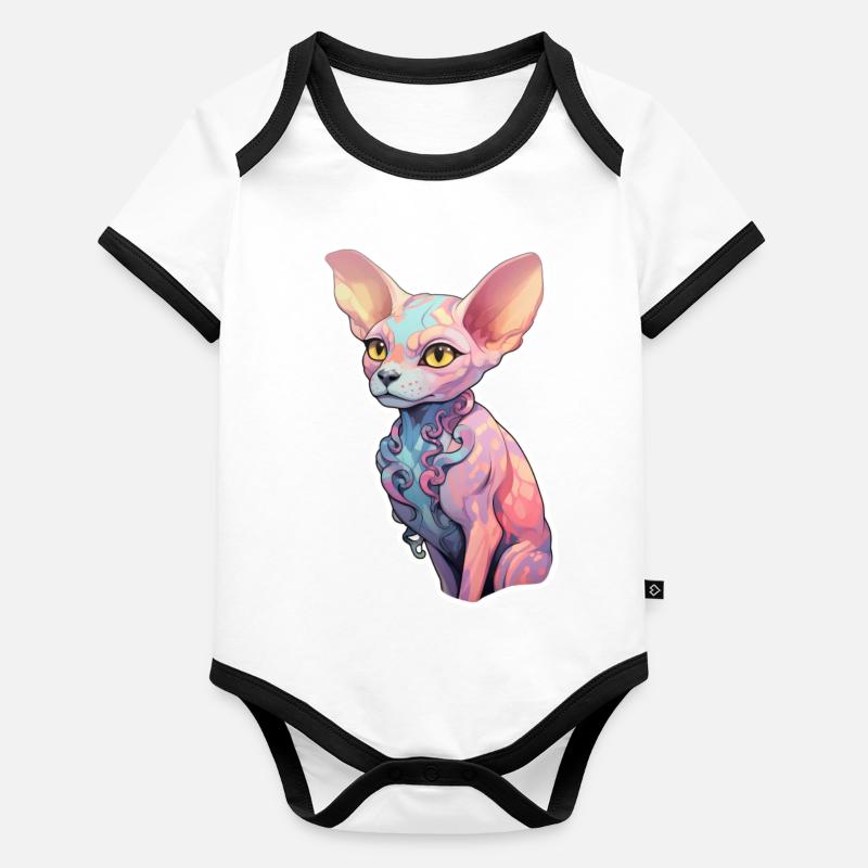 Sphinx-Katze Baby Bio-Kurzarm-Kontrastbody