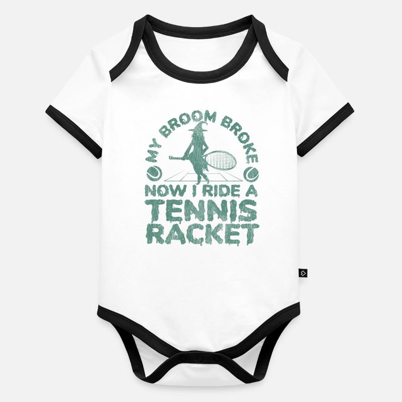 Funny Tennis Player Racket Baby Bio-Kurzarm-Kontrastbody