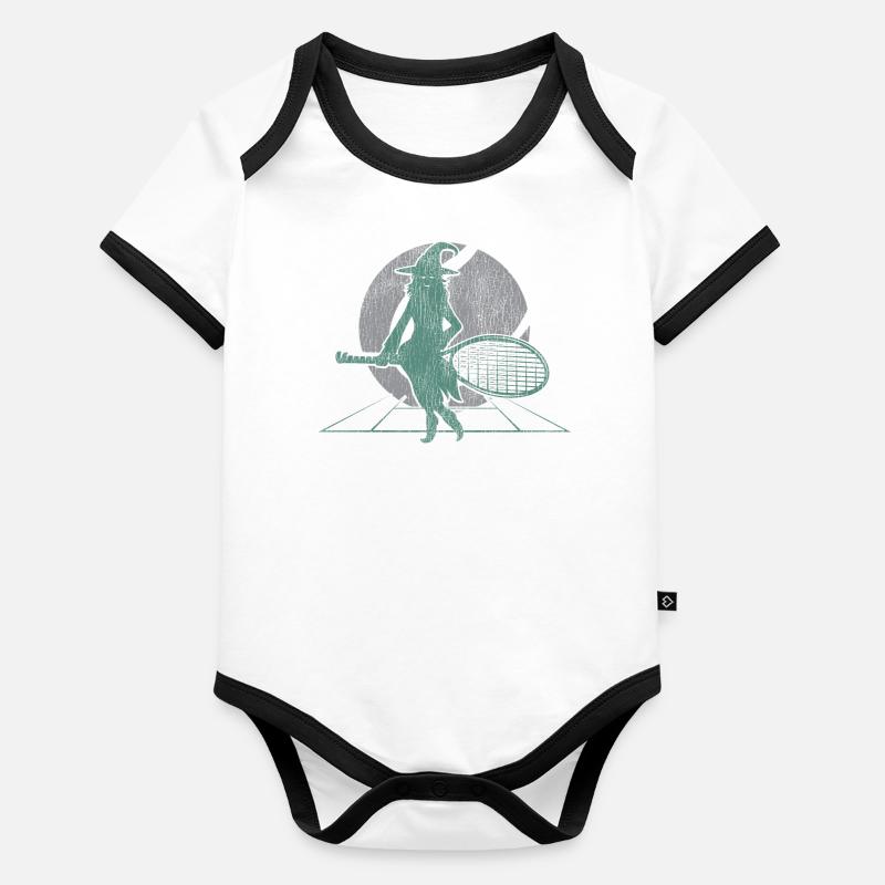 Funny Tennis Player Racket Baby Bio-Kurzarm-Kontrastbody