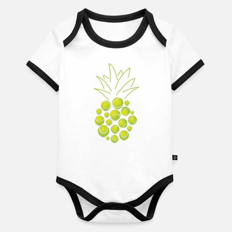 Funny Tennis Player Racket Baby Bio-Kurzarm-Kontrastbody