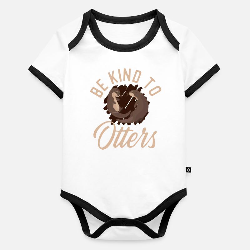 Otter Pun Be Kind To Otters Baby Bio-Kurzarm-Kontrastbody