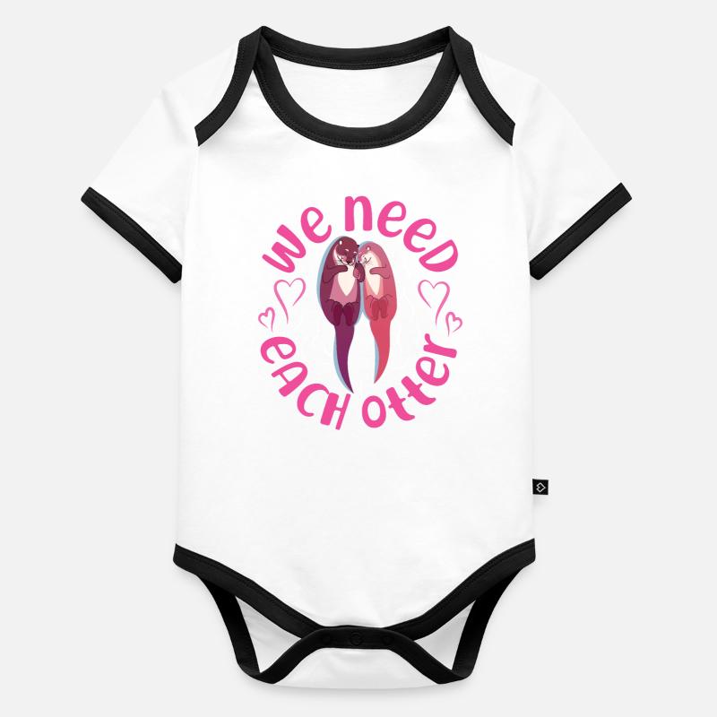 Otter Valentines Day Pun We Need Baby Bio-Kurzarm-Kontrastbody