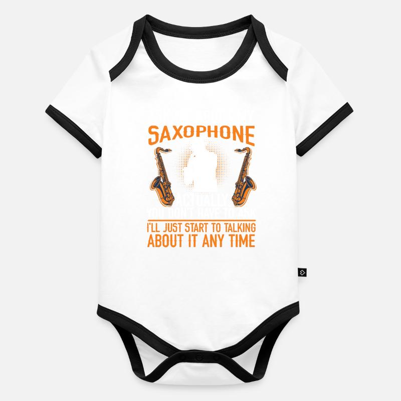 Saxophone Ask Me About My Baby Bio-Kurzarm-Kontrastbody