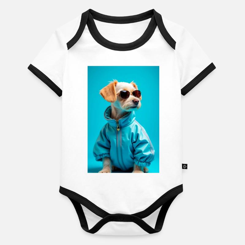 chiens super mignons victimes de la mode – Maltais Body Bébé bio contrasté manches courtes