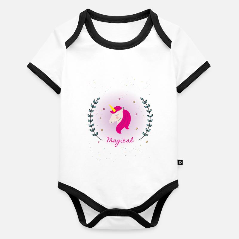 licorne magique Body Bébé bio contrasté manches courtes