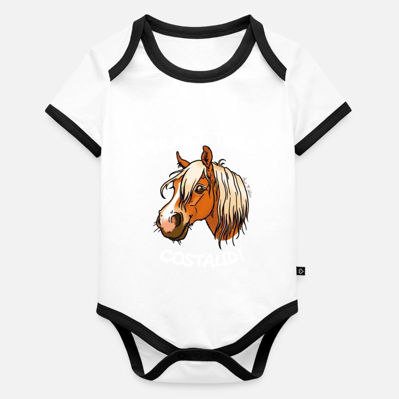 Cheval de trait comtois (texte blanc) Body Bébé bio contrasté manches courtes