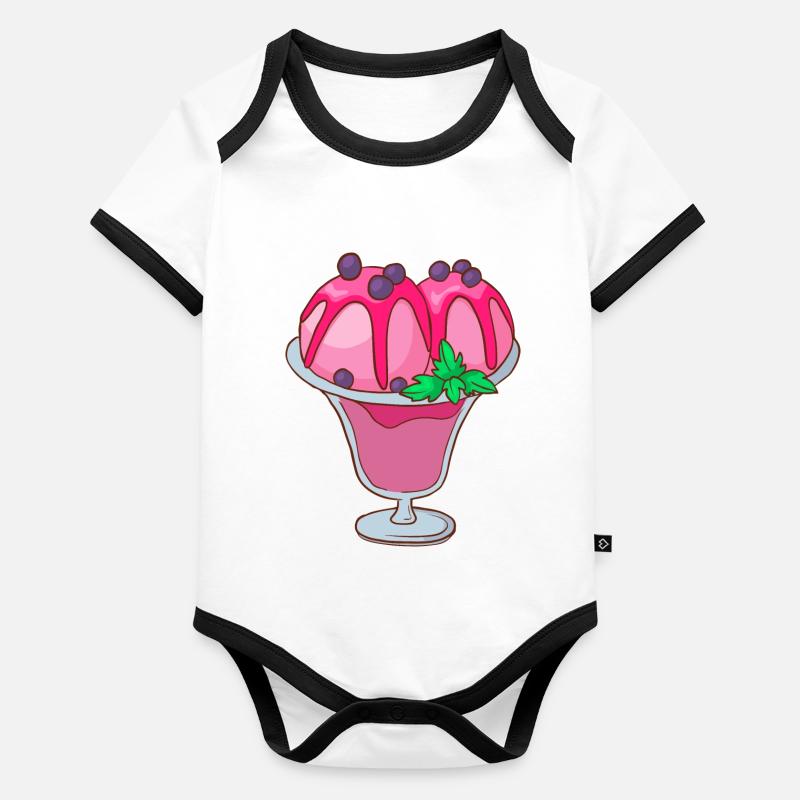 Crème glacée, crème glacée, crème glacée, crème glacée, boule, crème glacée, sundae Body Bébé bio contrasté manches courtes
