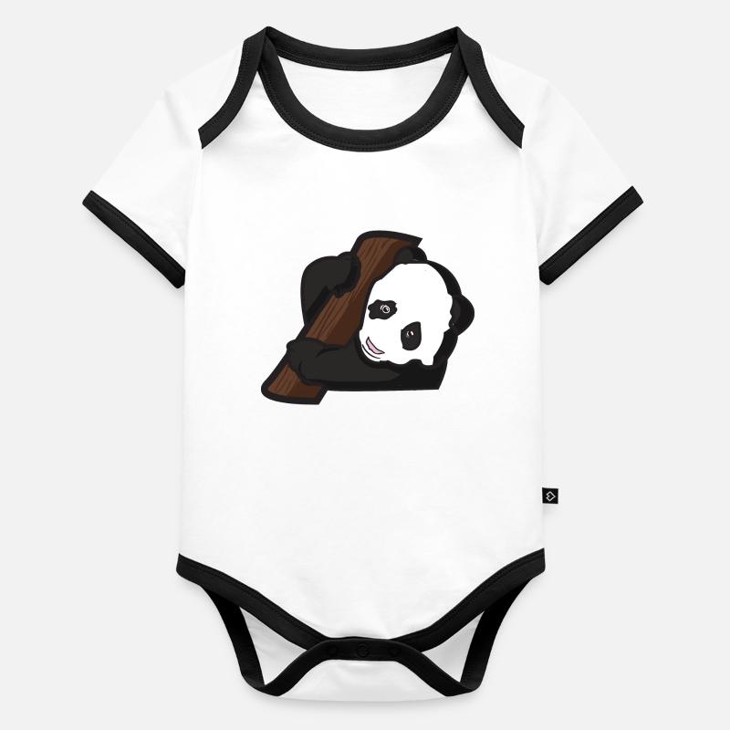 Bébé panda - Body Bébé bio contrasté manches courtes -