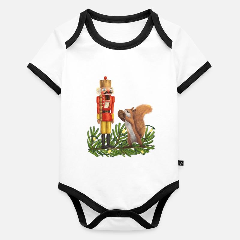 Casse-noisette et écureuil Body Bébé bio contrasté manches courtes