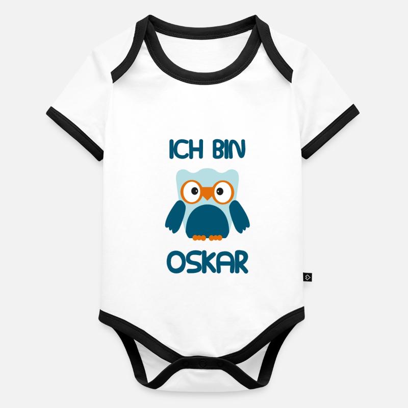 Baby Eule - Ich bin Oskar Baby Bio-Kurzarm-Kontrastbody
