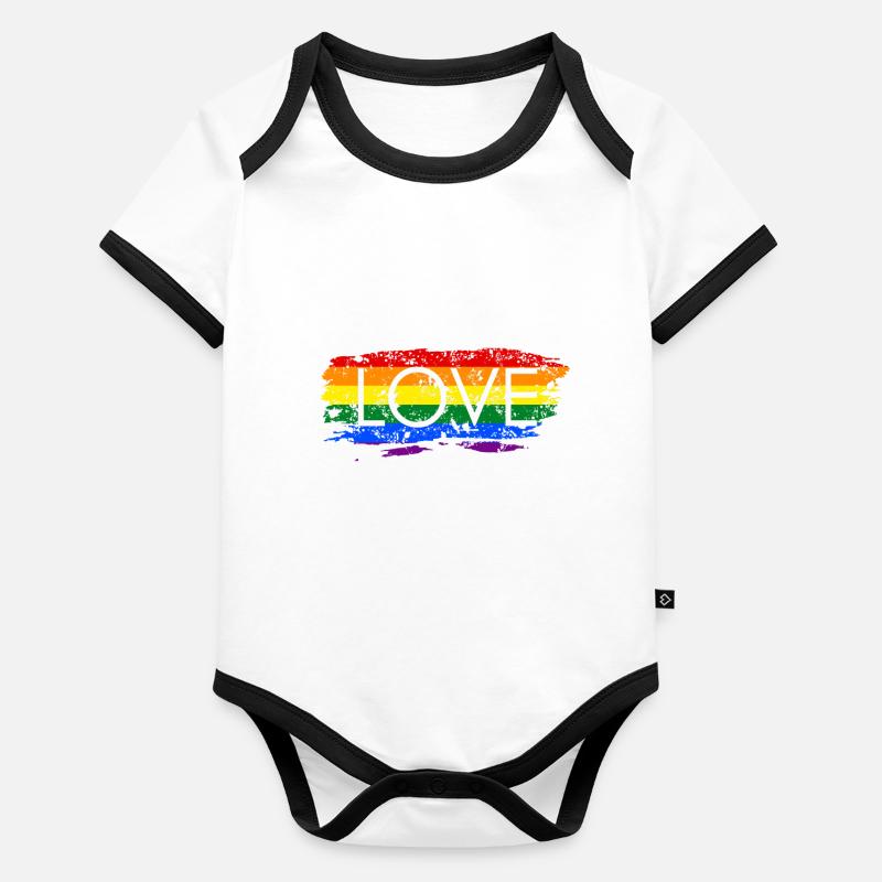 LGBTQ Pride Regenbogen Liebe Baby Bio-Kurzarm-Kontrastbody