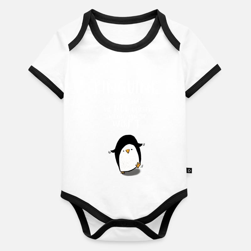 PINGUINE WERFEN Baby Bio-Kurzarm-Kontrastbody