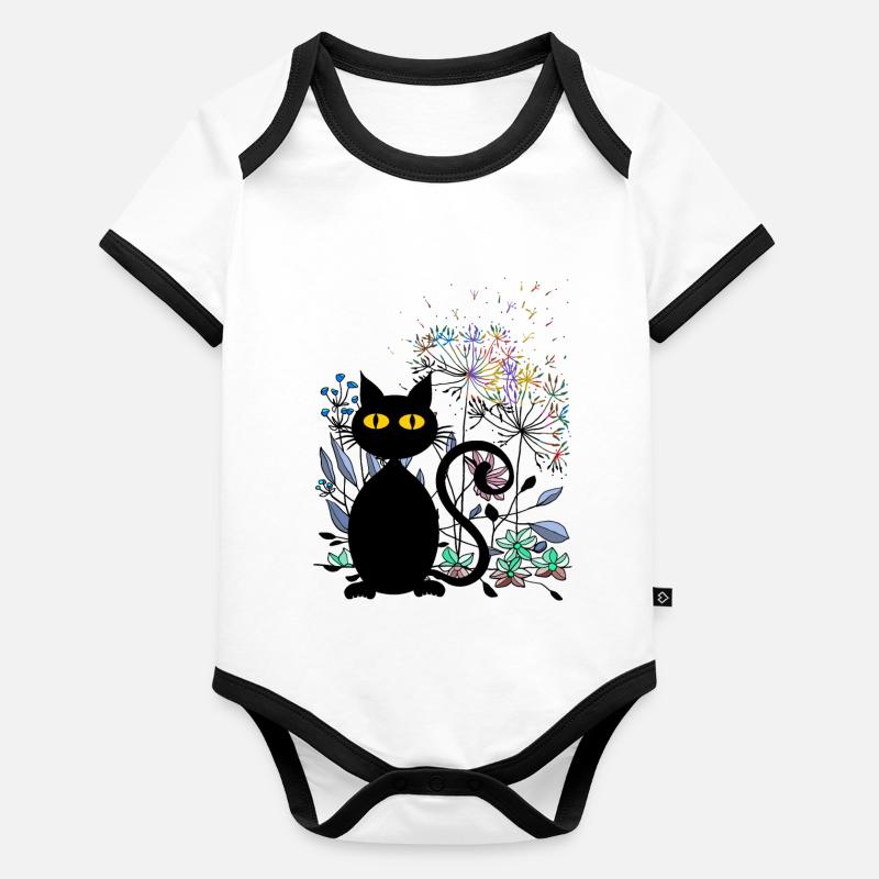 Chat Body Bébé bio contrasté manches courtes