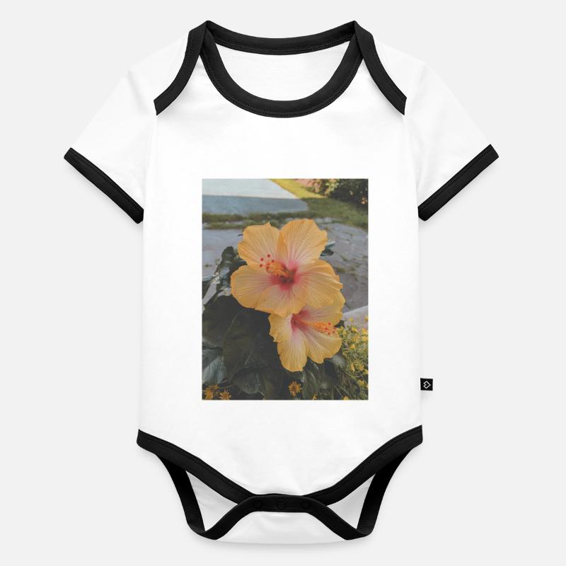 HIBISCUS BLÜTEN Baby Bio-Kurzarm-Kontrastbody