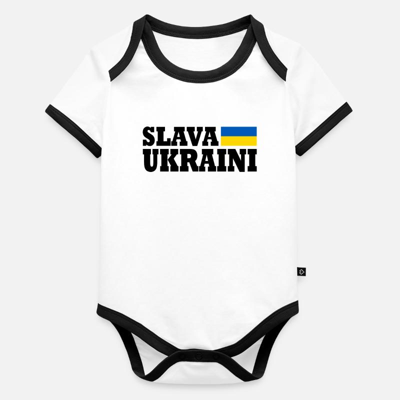 Slava ukraini Body Bébé bio contrasté manches courtes