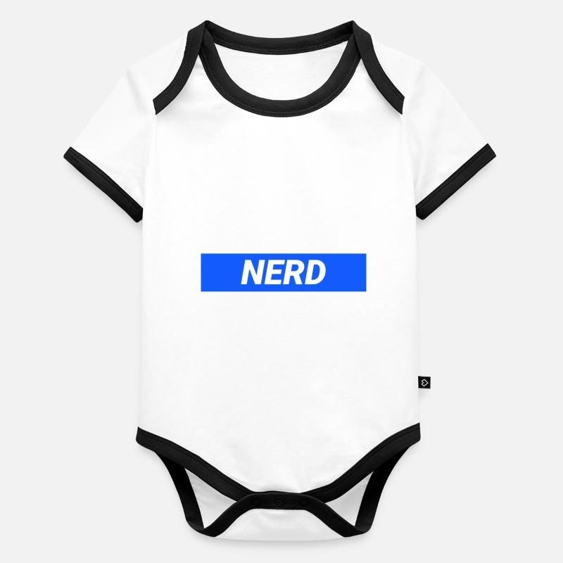 Nerd Geek Funny Blue Design Organic Baby Contrasting Bodysuit