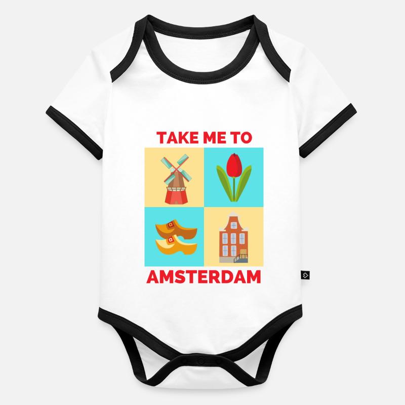 EMMÈNE-MOI À AMSTERDAM Body Bébé bio contrasté manches courtes