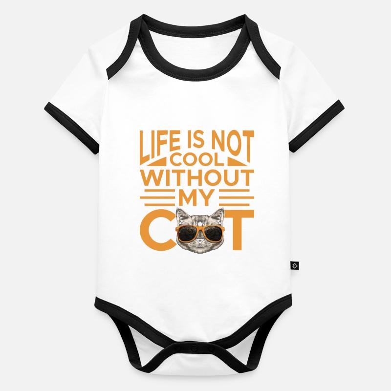 La vie n’est pas cool sans mon chat Body Bébé bio contrasté manches courtes
