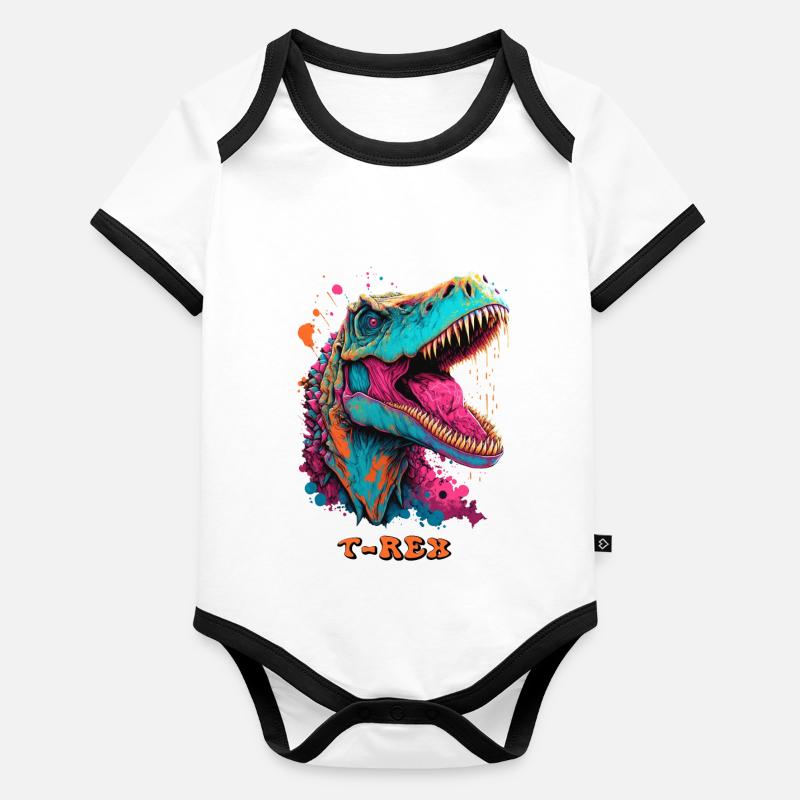 T-Rex Body Bébé bio contrasté manches courtes
