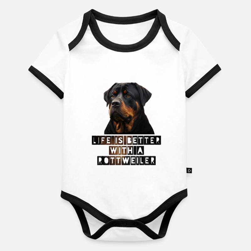 Rottweiler Baby Bio-Kurzarm-Kontrastbody
