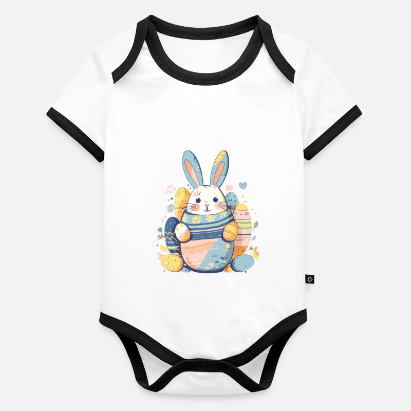 Lapin de Pâques Body Bébé bio contrasté manches courtes