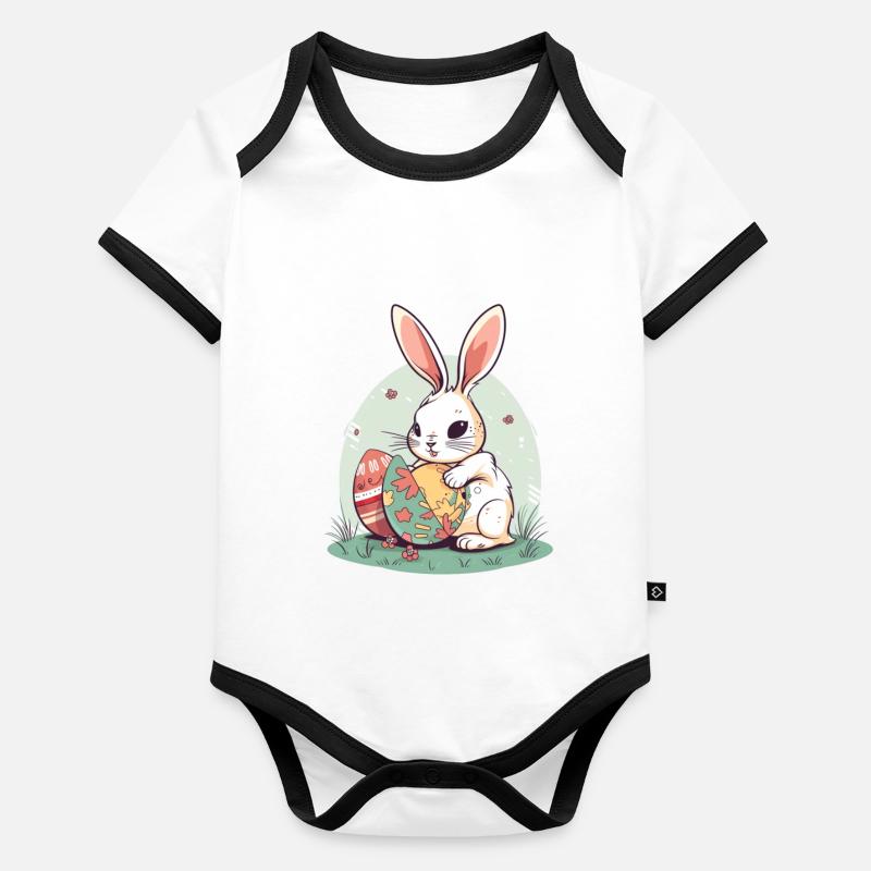 Lapin de Pâques Body Bébé bio contrasté manches courtes