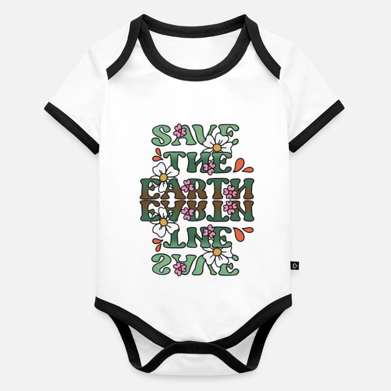 Save The Earth | Earth Day Body Bébé bio contrasté manches courtes