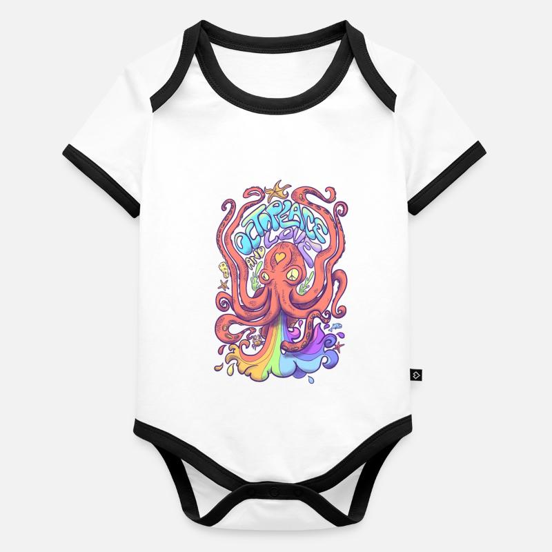 octopeace Body Bébé bio contrasté manches courtes