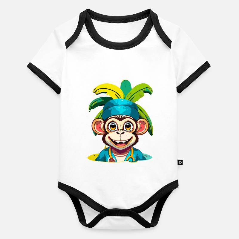 Singe docteur Body Bébé bio contrasté manches courtes