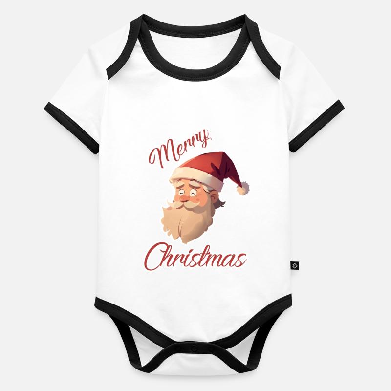 Glücklicher Weihnachtsmann (Schlaganfall) Baby Bio-Kurzarm-Kontrastbody