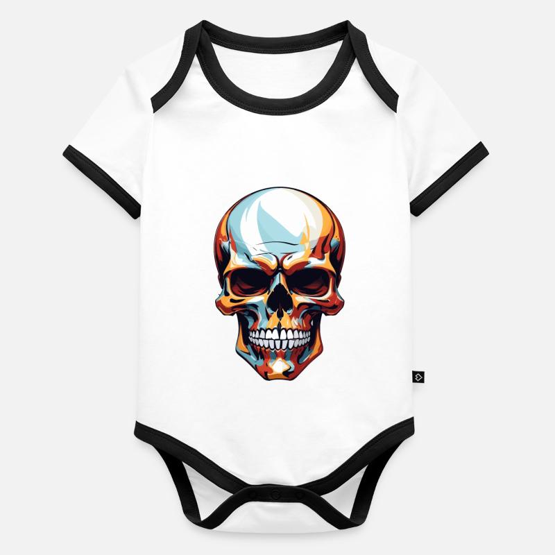 Cool Colourful Skull in Vector Style Organic Baby Contrasting Bodysuit