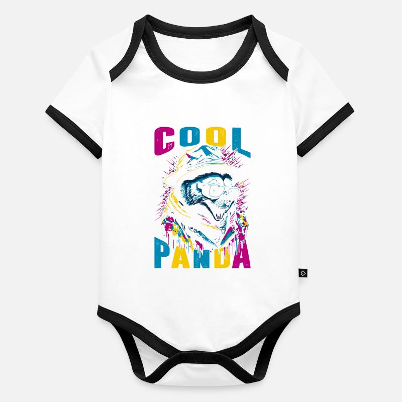 Cool Panda Body Bébé bio contrasté manches courtes
