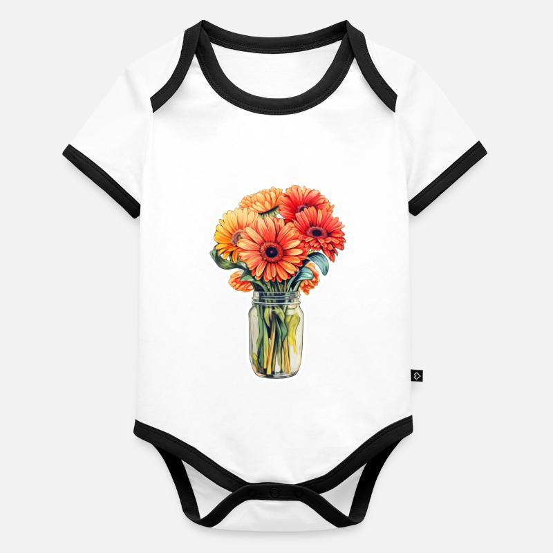 Gerbera Daisies Baby Bio-Kurzarm-Kontrastbody