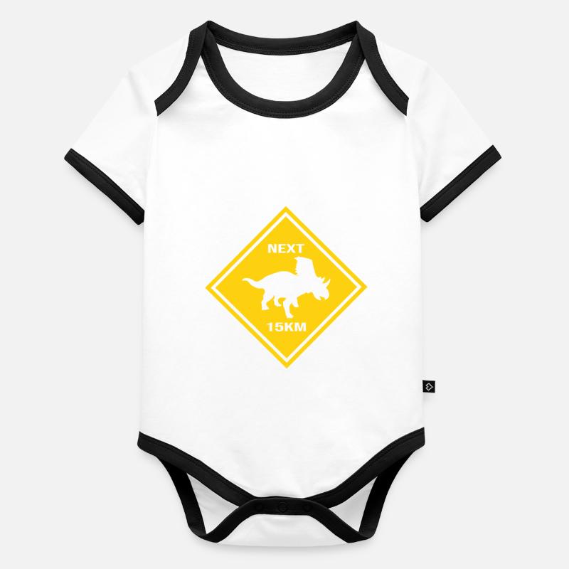 Attention Chasmosaurus traverse la route Design Body Bébé bio contrasté manches courtes