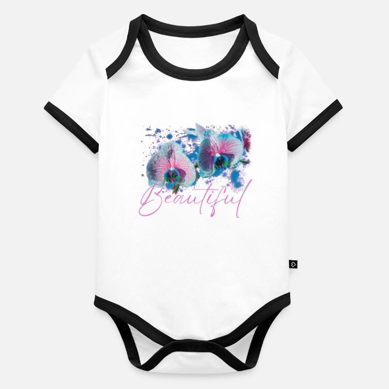 Schöne Aphrodite-Blüten Baby Bio-Kurzarm-Kontrastbody