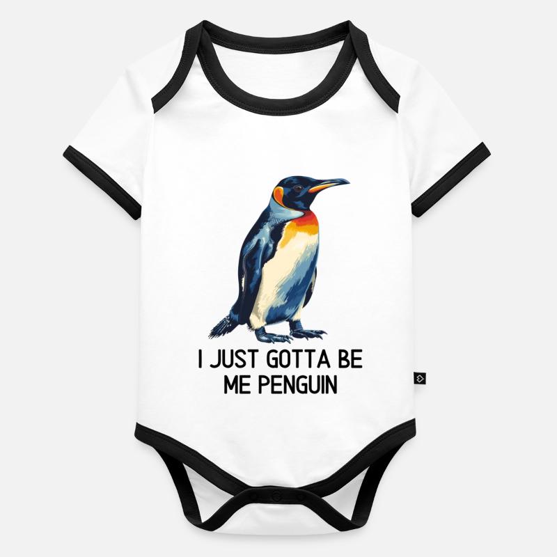 I just gotta be me penguin Body Bébé bio contrasté manches courtes