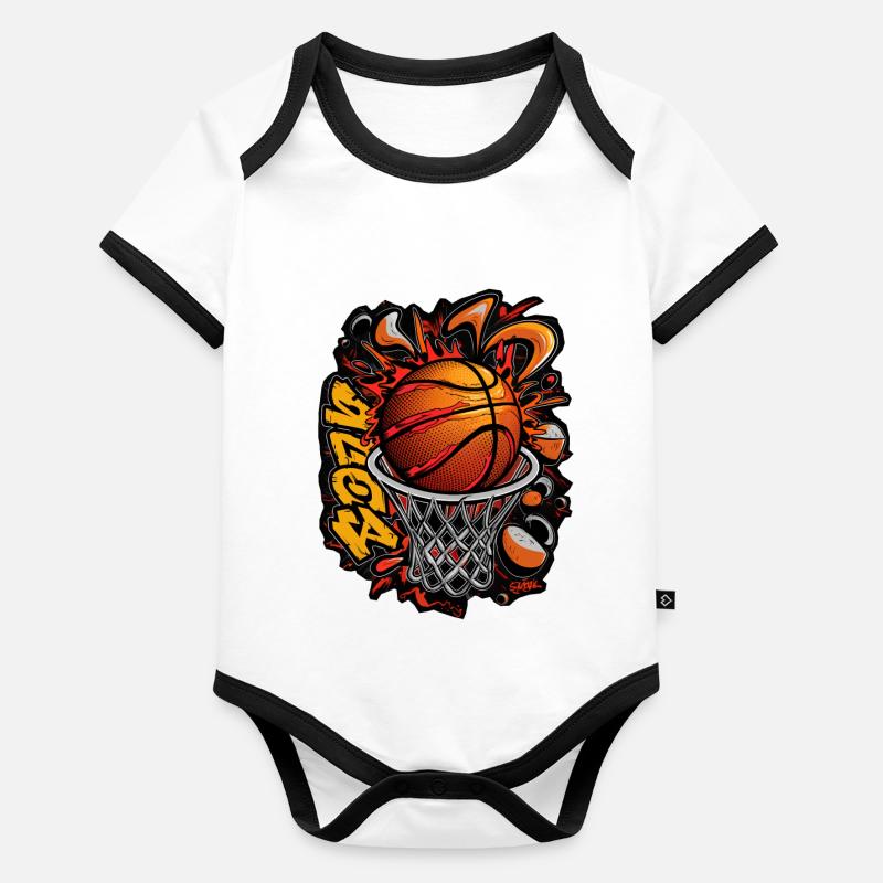 Dynamisches Basketball Graffiti Baby Bio-Kurzarm-Kontrastbody