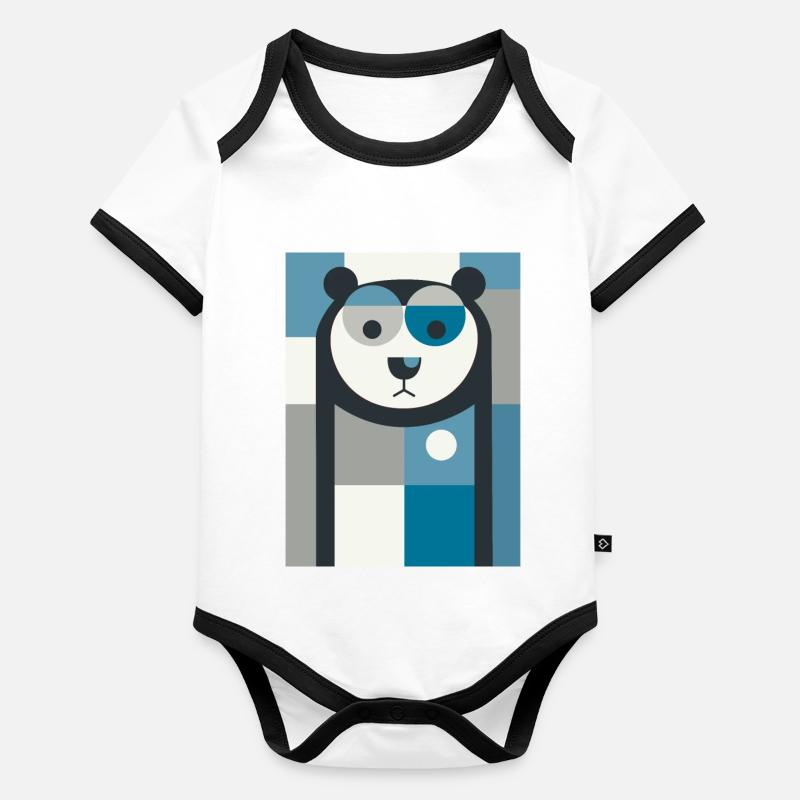 Abstrakter Bär Baby Bio-Kurzarm-Kontrastbody